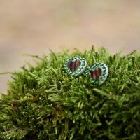 šperk z lesa - náhrdelník srdíčko se smrkově zelenými kamínky - Art&Nature