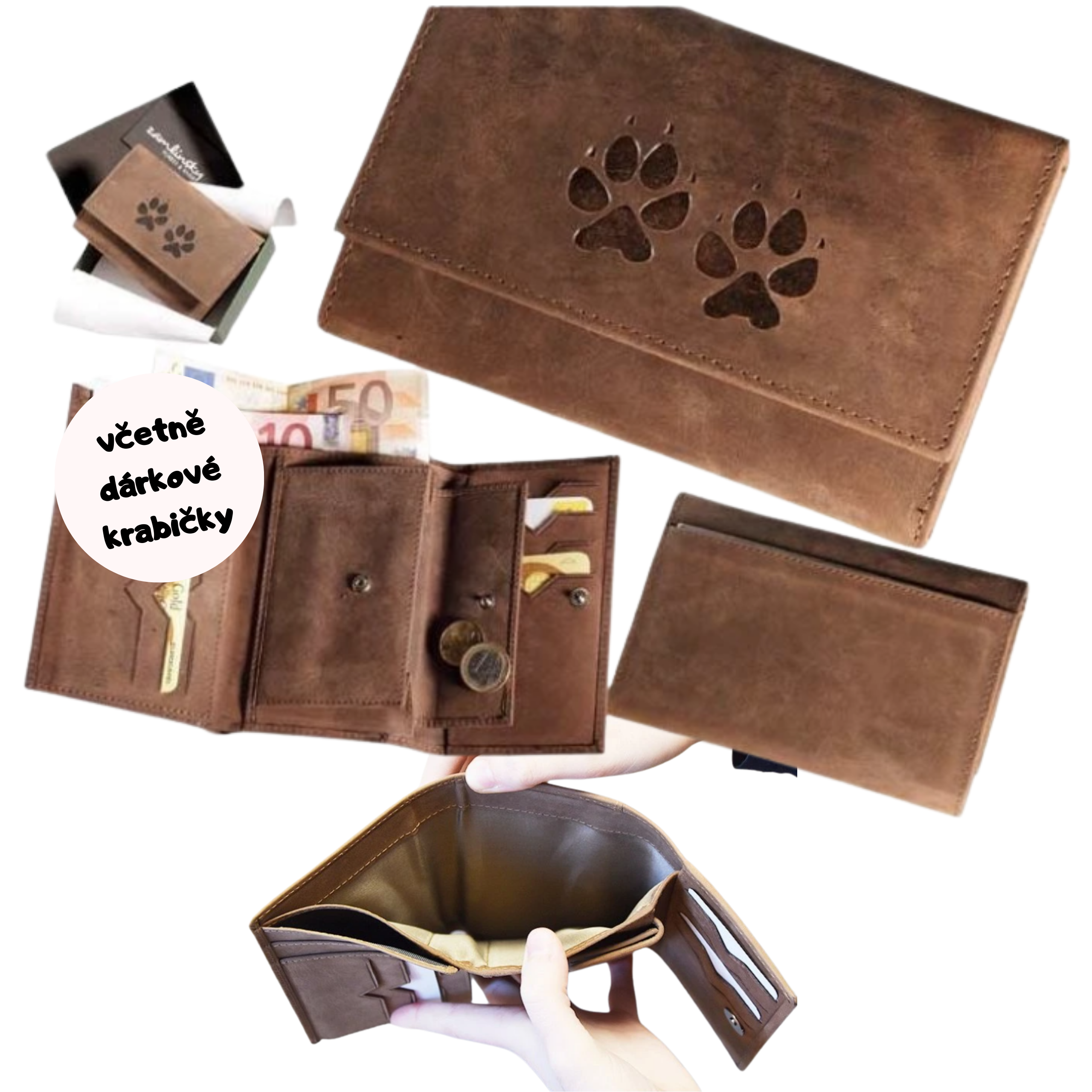 dámská kožená peněženka 09 - psí stopy