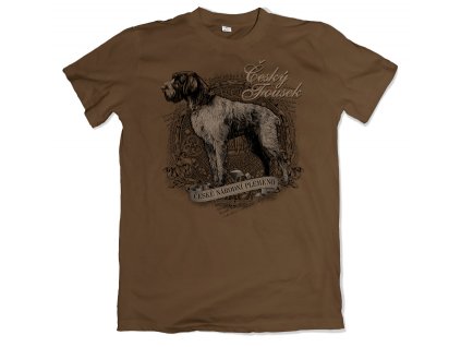 tričko - Český fousek - khaki- Bad Badger