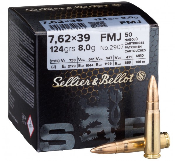 7,62 × 39 FMJ 8,0 g 50ks - Sellier & Bellot