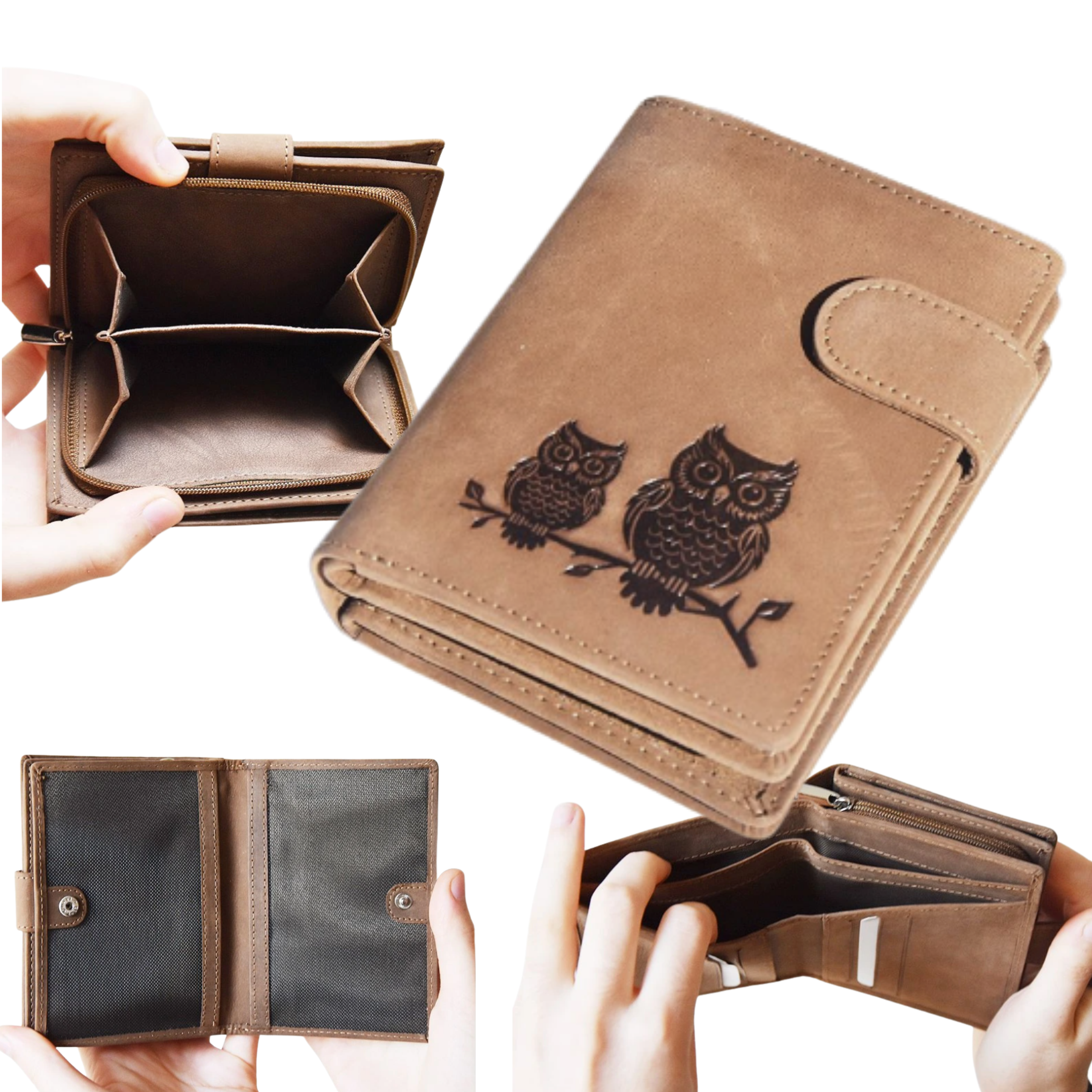 dámská peněženka s přezkou - sovy