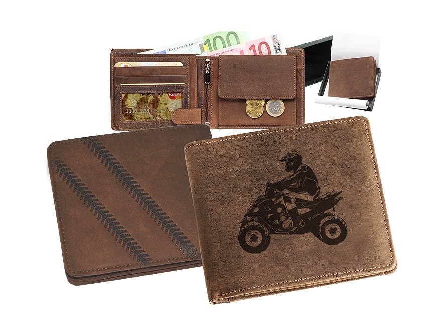 kožená peněženka "na šířku" - čtyřkolka