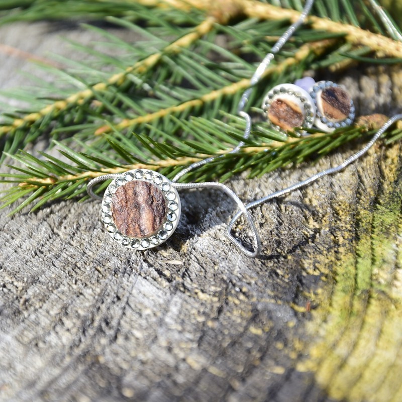 šperk z lesa - náhrdelník kolečko - chirurgická ocel a šedé kamínky - Art&Nature