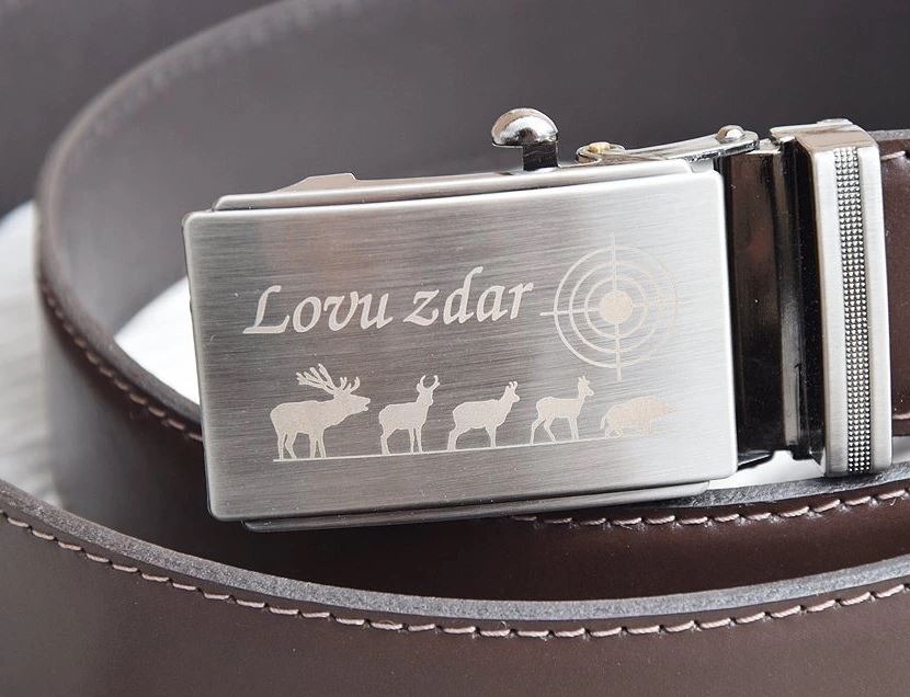 kožený opasek "Lovu zdar" s přezkou