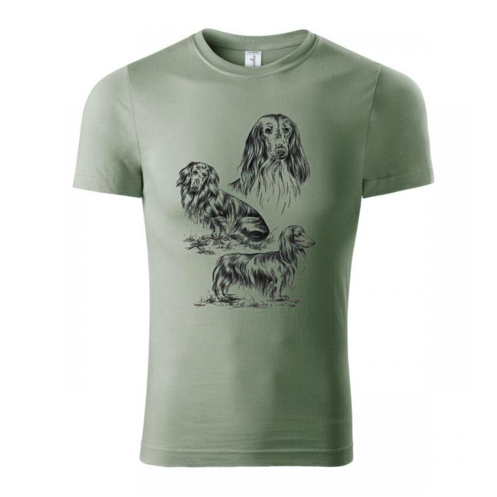 zelené tričko - Dlouhosrstý jezevčík