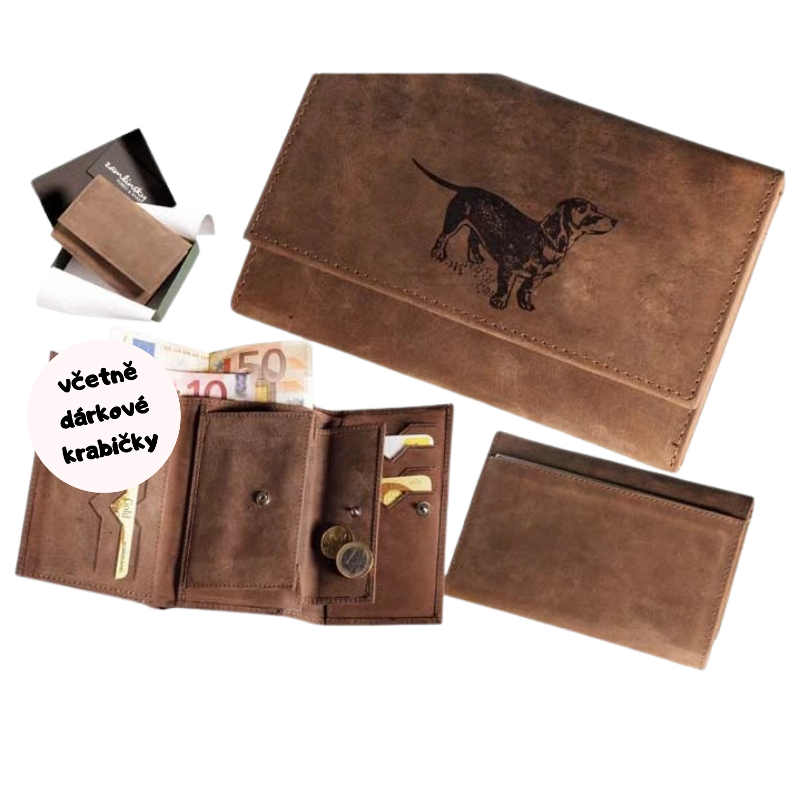 dámská kožená peněženka 009 - jezevčík hladkosrstý