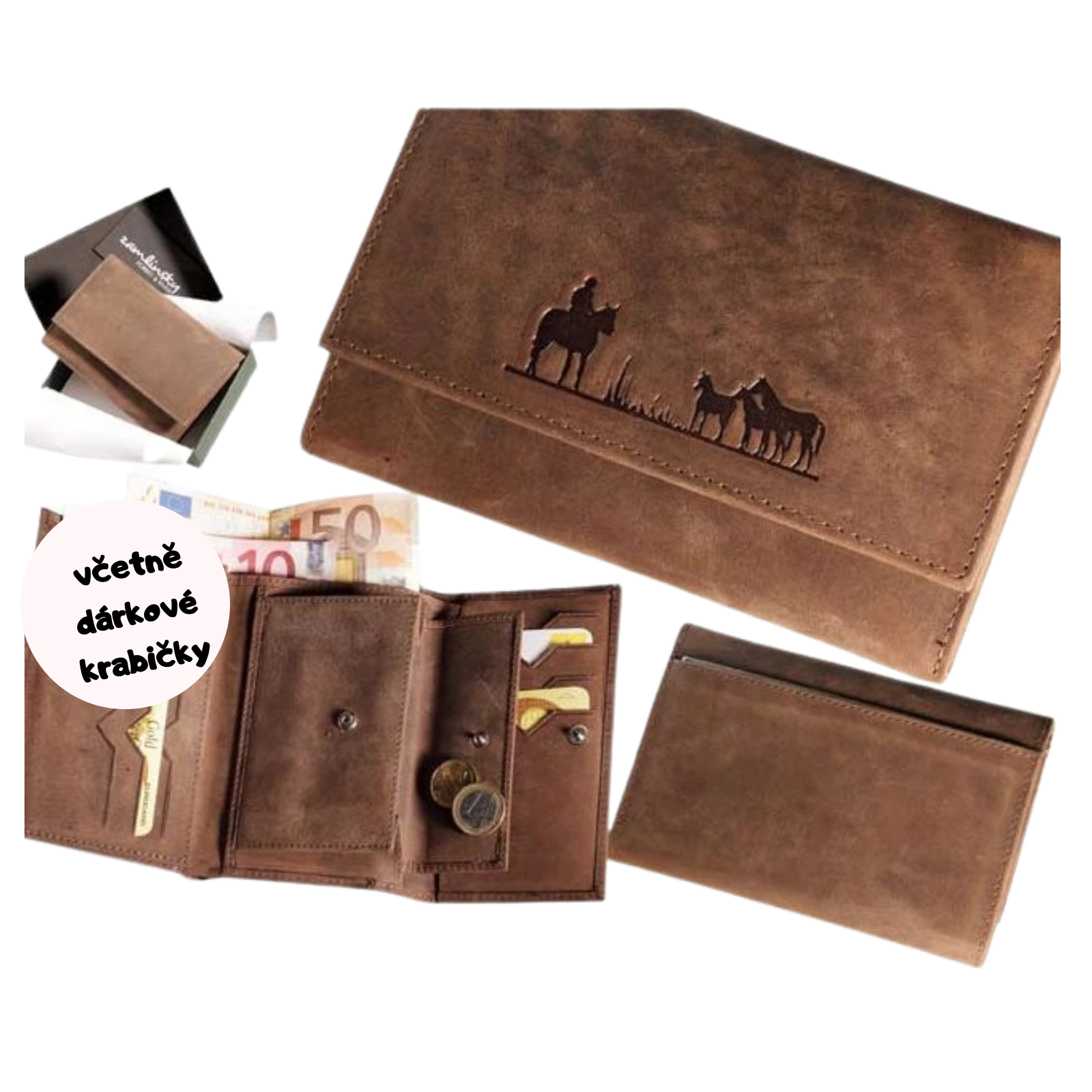 dámská kožená peněženka 009 - stádo koní