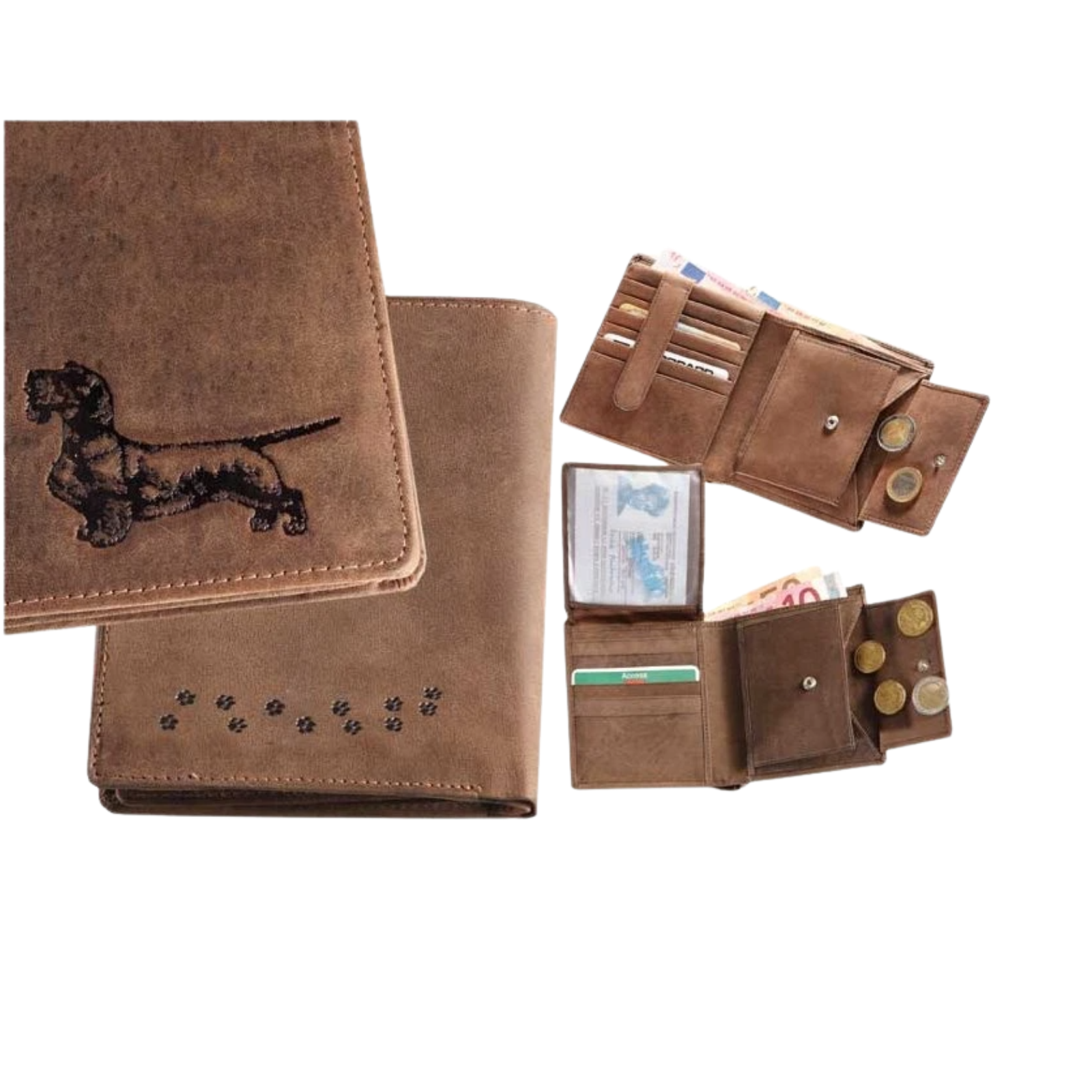 kožená peněženka "na výšku" - jezevčík drsnosrstý