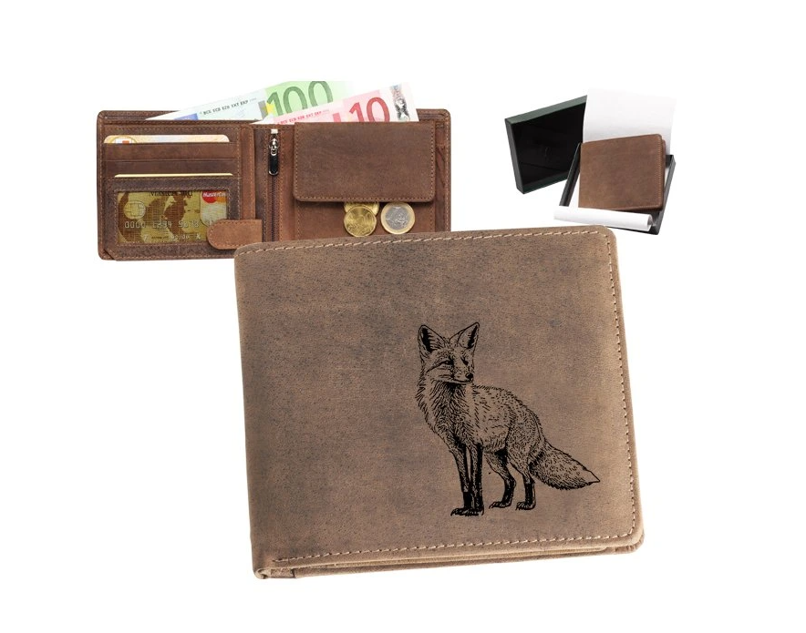 kožená peněženka "na šířku" - liška