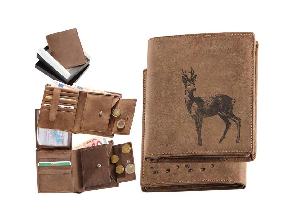 kožená peněženka "na výšku" - srnec