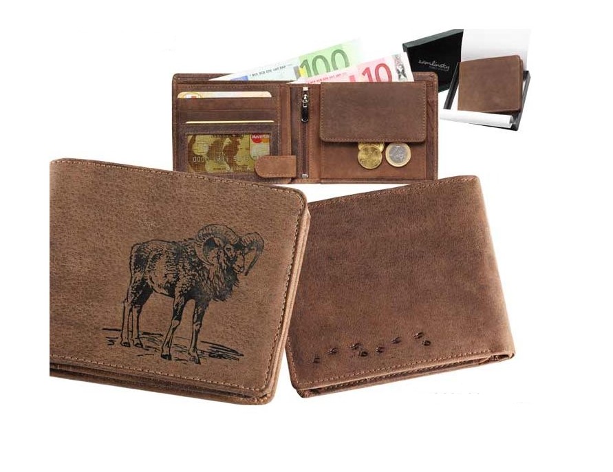 kožená peněženka "na šířku" - muflon
